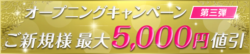 オープニングキャンペーン第三弾!!☆★ご新規様最大5000円値引☆★